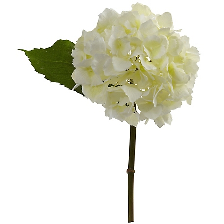 Nearly Natural 12 in. Hydrangea Artificial Flowers, Cream, 12-Pack