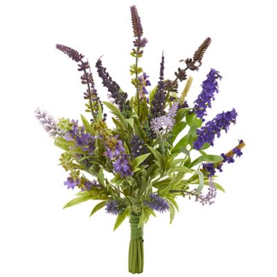 Nearly Natural 15 in. Artificial Lavender Flower Bouquets, 3 pc.