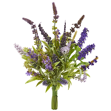 Nearly Natural 15 in. Lavender Artificial Flower Bouquets, 3-Pack