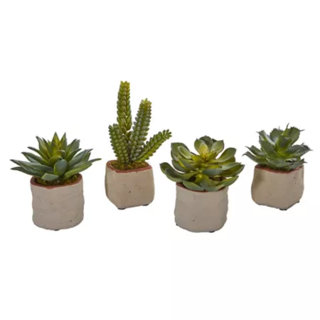 6" Almost Natural Artificial Succulent Plants 4 Pack Artificial Plants & Flowers