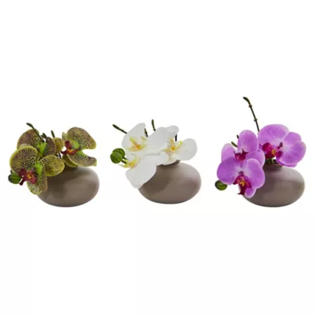 Nearly Natural 7 in Phalaenopsis Faux Orchid Arrangement Pack of 3 Artificial Plants & Flowers