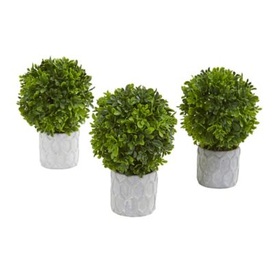 Image showing 2 th Nearly Natural 9 in. 3 pc. Boxwood Artificial Mini Topiary Set