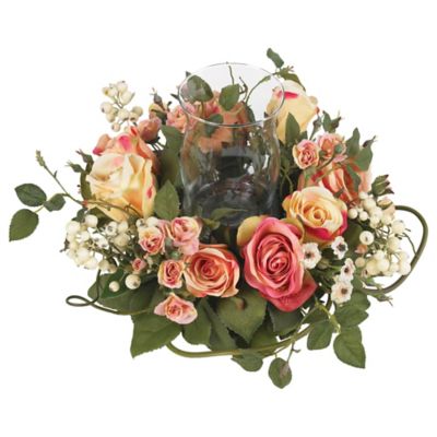 Image showing  16 in. Rose Candelabrum Silk Flower Arrangement