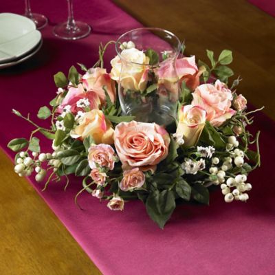 Image showing  16 in. Rose Candelabrum Silk Flower Arrangement