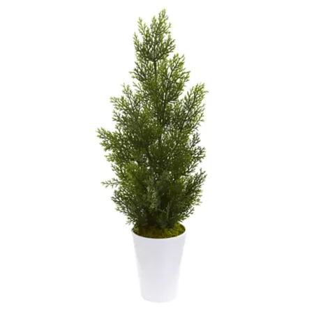 Nearly Natural 27 in Indoor/Outdoor Mini Artificial Cedar Tree in Decorative Planter Artificial Plants & Flowers