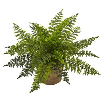 Image showing  15 in. Artificial Ruffle Fern Bushes in Burlap Bases, 2 pc.