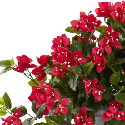 Image showing  28 in. Silk Indoor/Outdoor UV-Resistant Bougainvillea Flowering Plant in Decorative Urn