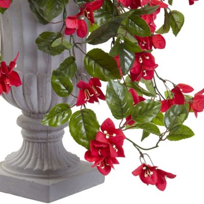 Image showing  28 in. Silk Indoor/Outdoor UV-Resistant Bougainvillea Flowering Plant in Decorative Urn