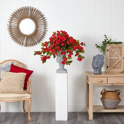 Image showing  28 in. Silk Indoor/Outdoor UV-Resistant Bougainvillea Flowering Plant in Decorative Urn