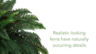 Image showing  2.5 ft. Artificial Boston Fern Plant in White Planter with Legs