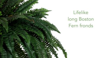 Image showing  51 in. Artificial Boston Fern Plant in Black Planter with Stand