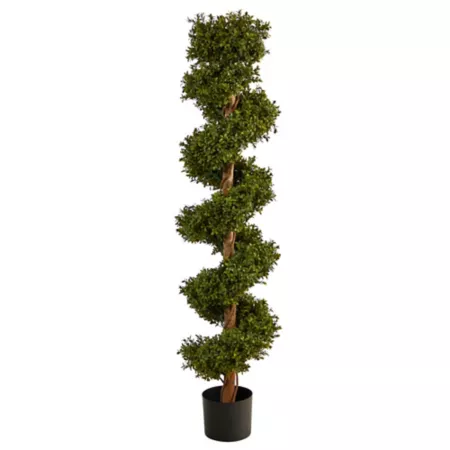 Nearly Natural 5 ft Indoor/Outdoor UV Resistant Boxwood Spiral Topiary Artificial Tree Artificial Plants & Flowers