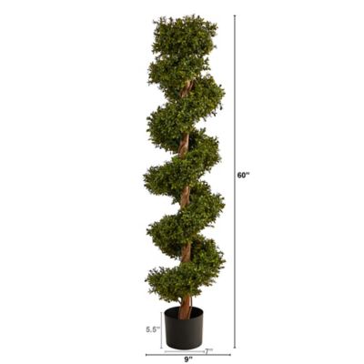 Image showing  5 ft. Indoor/Outdoor UV-Resistant Boxwood Spiral Topiary Artificial Tree