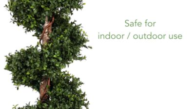 Image showing  5 ft. Indoor/Outdoor UV-Resistant Boxwood Spiral Topiary Artificial Tree