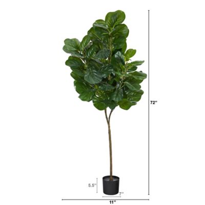 Image showing  6 ft. Fiddle Leaf Fig Artificial Tree, 11 in. W
