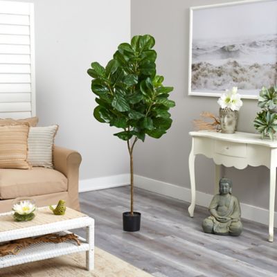 Image showing  6 ft. Fiddle Leaf Fig Artificial Tree, 11 in. W