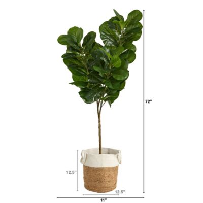 Image showing  6 ft. Fiddle Leaf Fig Artificial Tree in Handmade Natural Jute and Cotton Planter