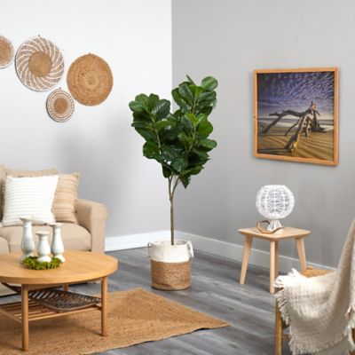 Image showing  6 ft. Fiddle Leaf Fig Artificial Tree in Handmade Natural Jute and Cotton Planter