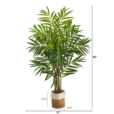 Image showing  8 ft. King Palm Artificial Tree with Bendable Branches in Handmade Natural Jute and Cotton Planter