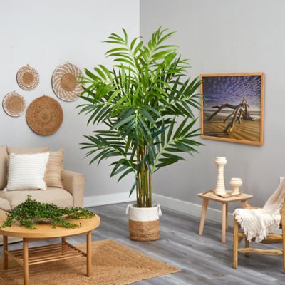 Image showing  8 ft. King Palm Artificial Tree with Bendable Branches in Handmade Natural Jute and Cotton Planter