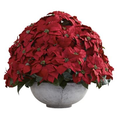 Nearly Natural 29.75 in. Giant Poinsettia Arrangement with Decorative Planter