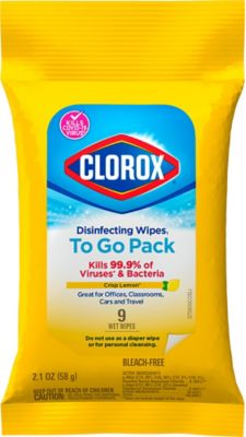 Clorox Disinfecting Wipes to Go, Crisp Lemon, 60137