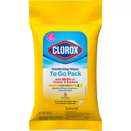 Clorox On-The-Go Disinfectant Wipes Lemon Crispy 9-Pack Cleaning Cloths & Dusters