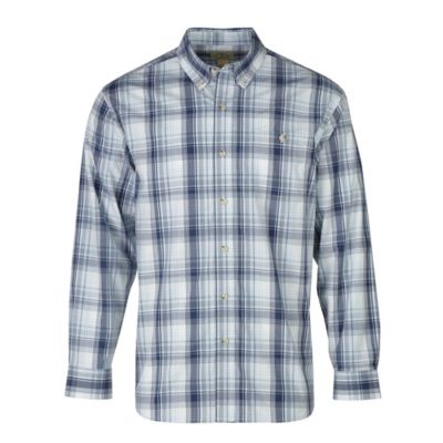 Blue Mountain Men's Long-Sleeve Plaid Poplin Shirt
