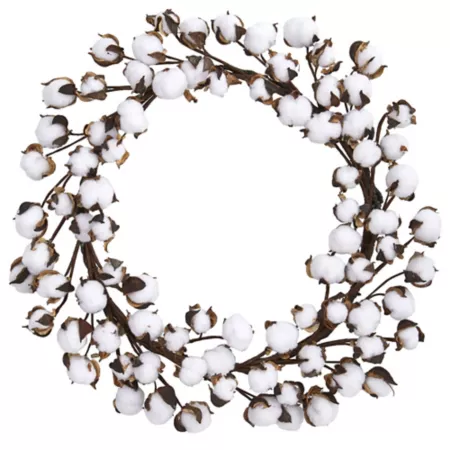 20" Almost Natural Cotton Ball Wreath Artificial Christmas Wreaths