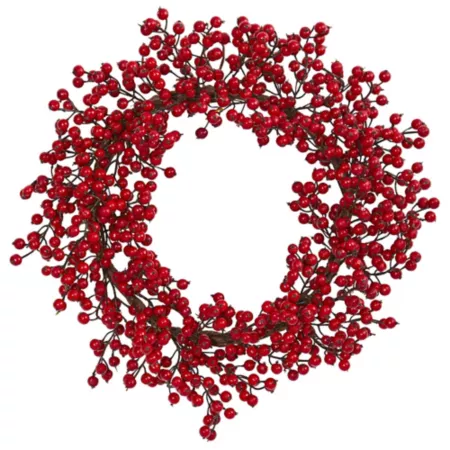 Nearly Natural 22" Artificial Berry Wreath Artificial Christmas Wreaths