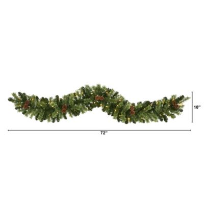Image showing  6 ft. Christmas Artificial Garland with Clear LED Lights and Pine Cones