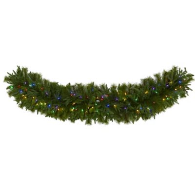 Nearly Natural 6 ft. x 18 in. Christmas Pine Extra Wide Artificial Garland with Multicolor LED Lights