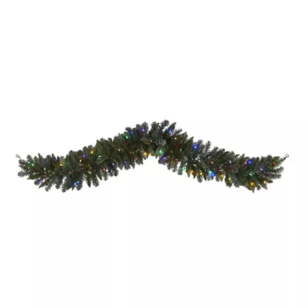 Nearly Natural 6-Foot Flocked Artificial Christmas Garland with Multi-Color LED Lights and Berries Artificial Christmas Garlands