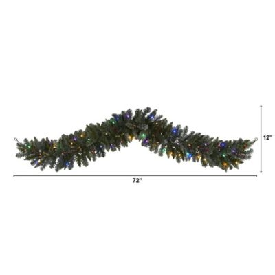 Image showing  6 ft. Flocked Artificial Christmas Garland with Multicolor LED Lights and Berries