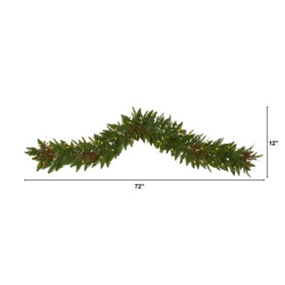 Image showing  6 ft. Christmas Pine Artificial Garland with Warm White LED Lights and Berries