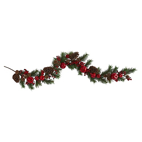 Nearly Natural 6 ft. Apple, Berries and Pine Cone Artificial Garland