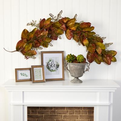 Image showing  6 ft. Autumn Magnolia Leaf and Berries Artificial Garland