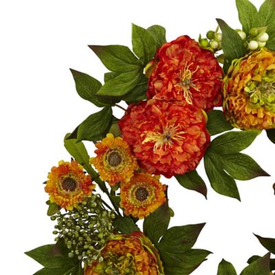 Image showing  24 in. Peony and Mum Artificial Wreath