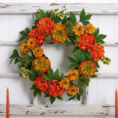 Image showing  24 in. Peony and Mum Artificial Wreath