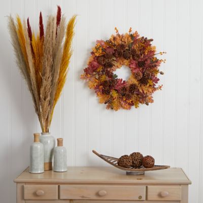Image showing  24 in. Oak Leaf Acorn and Pine Artificial Fall Wreath