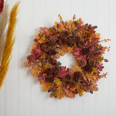 Image showing  24 in. Oak Leaf Acorn and Pine Artificial Fall Wreath
