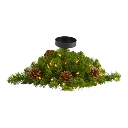 Nearly Natural 16 in Christmas pine candelabra with lights and pine cones Christmas Kitchen & Tabletop Decor