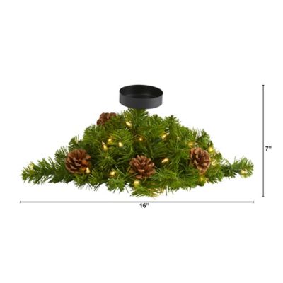 Image showing  16 in. Christmas Pine Candelabrum with Lights and Pine Cones