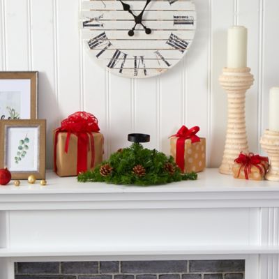 Image showing  16 in. Christmas Pine Candelabrum with Lights and Pine Cones