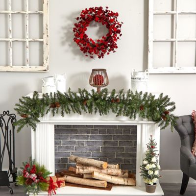 Image showing  24 in. Plum Blossom Artificial Wreath