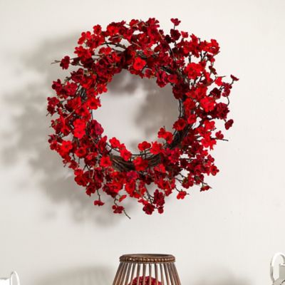 Image showing  24 in. Plum Blossom Artificial Wreath