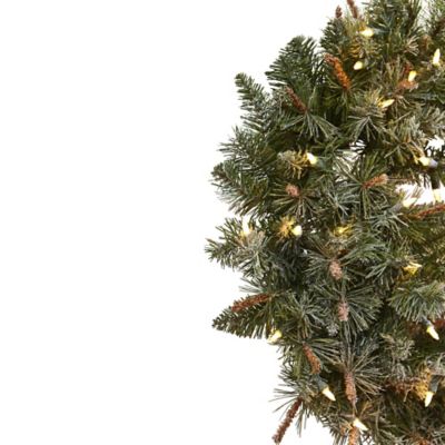 Image showing  30 in. Pre-Lit Frosted Pine Artificial Wreath