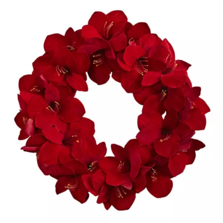 22" Almost Natural Artificial Amaryllis Wreath Artificial Christmas Wreaths