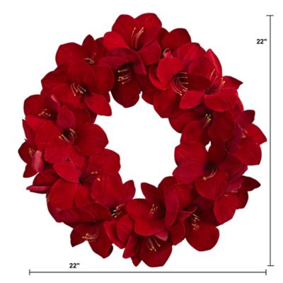Image showing  22 in. Amaryllis Artificial Wreath