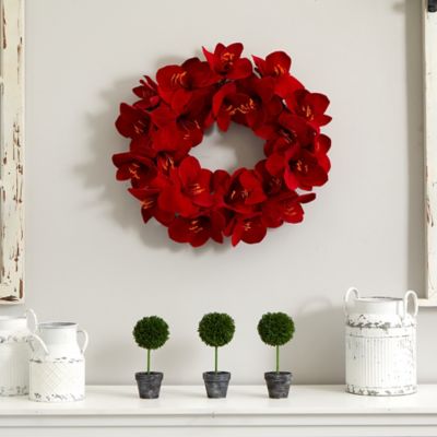 Image showing  22 in. Amaryllis Artificial Wreath